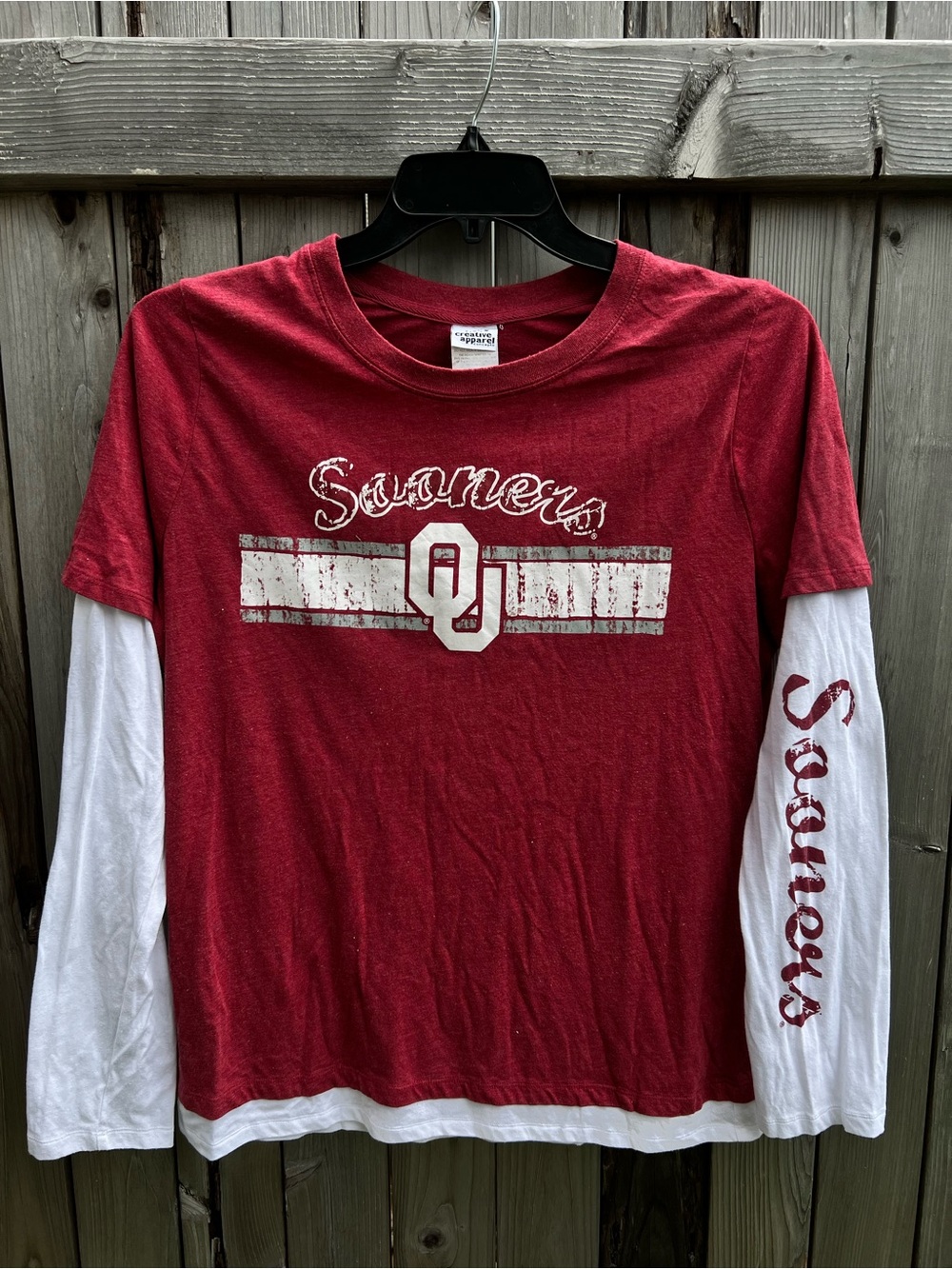 Creative Apparel Concepts Oklahoma Sooners Faux Layered Long Sleeve Tee